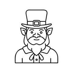 A Line Drawing of a Leprechaun Wearing a Classic Hat and Outfit
