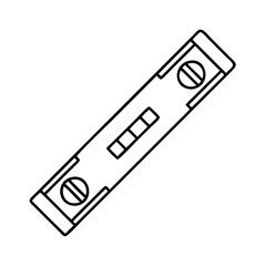 Line drawing of a spirit level tool for measuring horizontal surfaces accurately and precisely a construction instrument for leveling surfaces