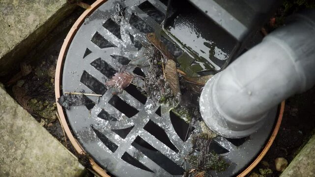House drainage close up stock footage