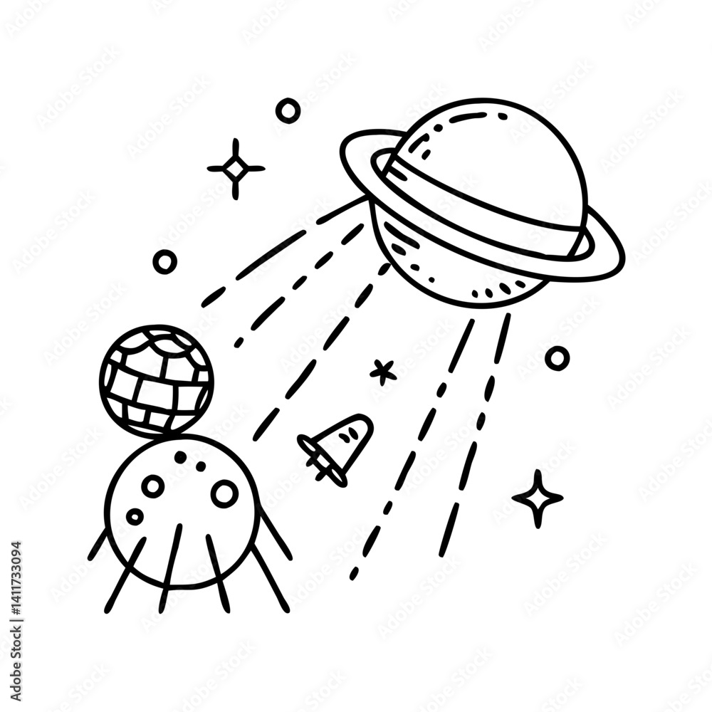 Aufkleber spacecraft exploring planets and celestial bodies in outer space