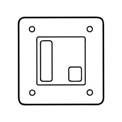 A simple line drawing of a double light switch or electrical outlet plate with two rectangular buttons