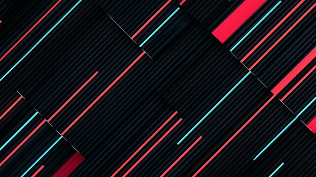 Dynamic pattern of diagonal red and teal stripes against a dark, textured background.