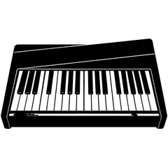 Vector silhouette of a keyboard piano with a modern design