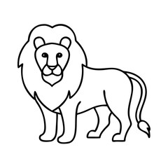 Fototapeta premium Adorable Cartoon Lion Illustration Line Art Drawing Simple Design