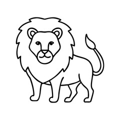 A Simple Line Drawing of a Majestic Lion with a Fluffy Mane
