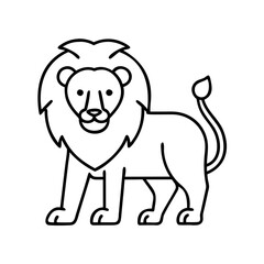 A Simple Line Drawing of a Majestic African Lion Standing Tall