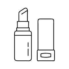 Line art illustration of a lipstick tube and its cap