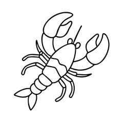 A Line Drawing of a Crayfish Lobster Aquatic Creature Ocean Animal Seafood Crustacean