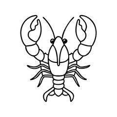 A Simple Line Drawing of a Crayfish Lobster Aquatic Animal Illustration