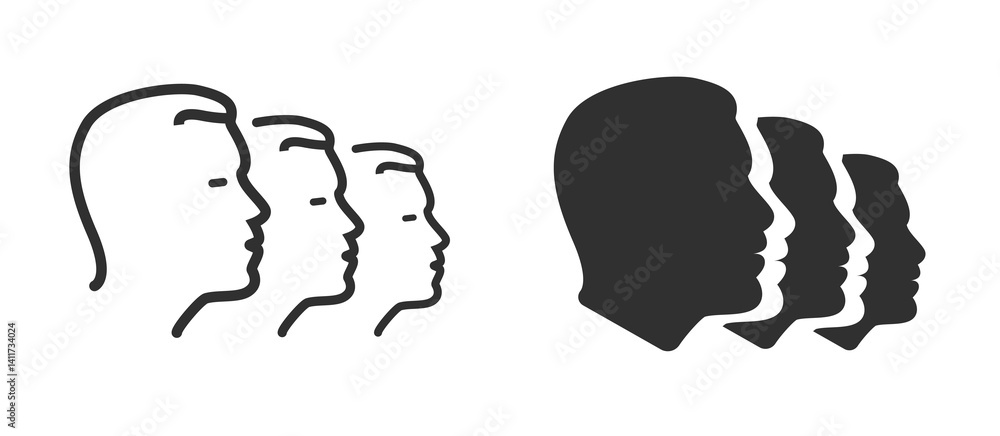 Aufkleber people line row order icon vector, human crowd queue rank stroke line outline simple shape silhouett