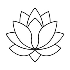 Simple Line Drawing of a Beautiful Lotus Flower Blossom