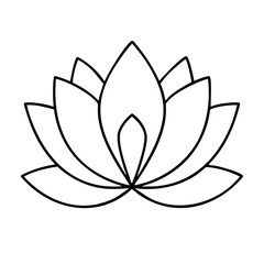 Simple Line Drawing of a Beautiful Lotus Flower Blossom