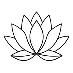 Simple Line Drawing of a Beautiful Lotus Flower Botanical Illustration