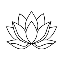 Simple Line Drawing of a Beautiful Lotus Flower Botanical Illustration