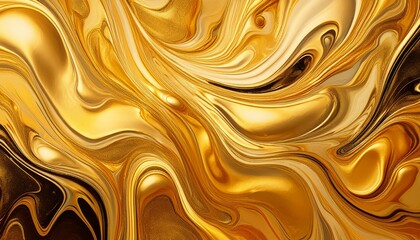 Fototapeta premium Gold fluid art marbling paint textured background. Generated image