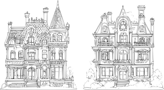 Two Victorian style Hospitals designs, Victorian style Hospitals vector image