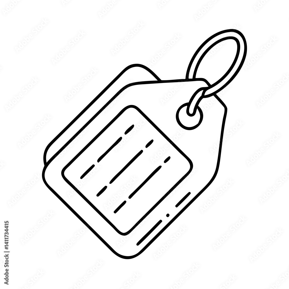 Poster a simple line drawing of a blank key tag with a ring