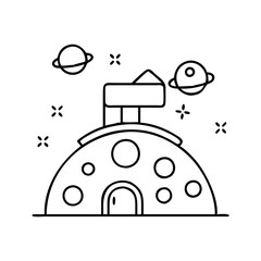 A Futuristic Moon Base Design with Planets and Stars