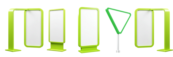 Green Framed Advertising Billboards On Transparent Background