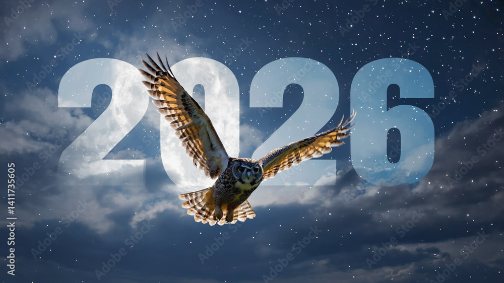 Fototapete an artistic writing style for the year 2026 with a hyper-realistic concept in various modes for your