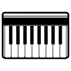 Naklejka premium Vector silhouette of a piano keyboard with only the keys visible 