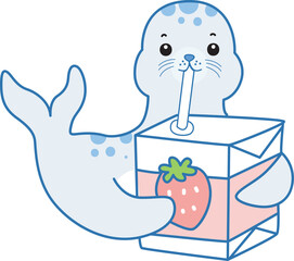 Cute Seal vector icon. Funny baby Seal animal series stock illustration. Life of fluffy Seal designs