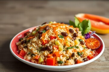 Vibrant Nauruan Rice Salad Plate