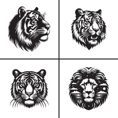 Tiger head shilhouette Vector white background 