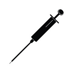 Hypodermic Needle Silhouette Vector Illustration, Medical Injection Icon Design