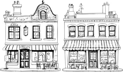 Obraz premium Two Victorian style Restaurants designs, Victorian style Restaurants vector illustration