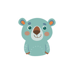 Fototapeta premium Adorable Blue Bear Cartoon Illustration