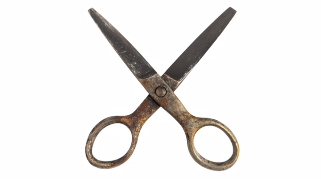 a pair of scissors is shown against a on a transparent background, PNG image, PNG file, Generative art.