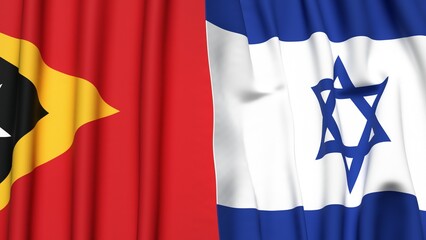 Flags of EAST TIMOR and Israel with realistic cloth texture
