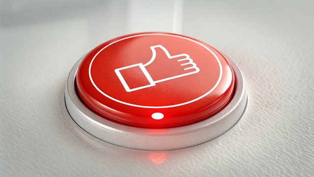 red like button on a white background 