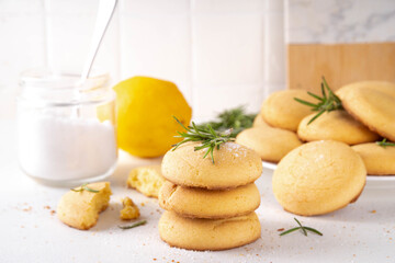 Savory rosemary and lemon shortbread cookies