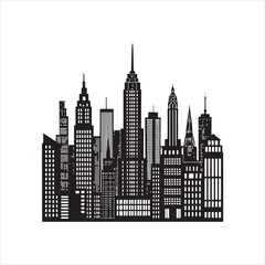 Naklejka premium City Skyline Silhouette Clip Art