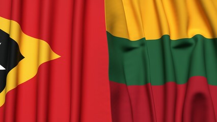 Flags of EAST TIMOR and LITHUANIA with realistic cloth texture