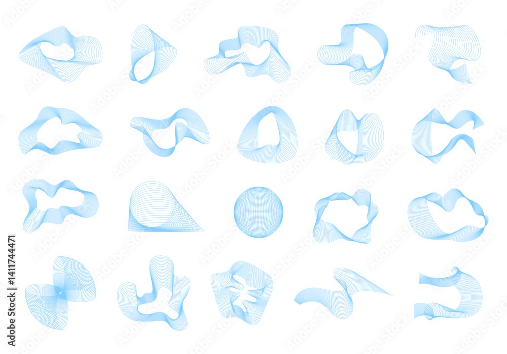 Poster abstract curved wave element set