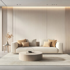 Modern Minimalist Living Room with Neutral Colors and Natural Elements