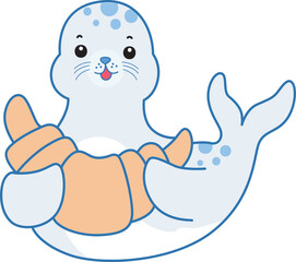 Cute Seal vector icon. Funny baby Seal animal series stock illustration. Life of fluffy Seal designs