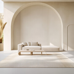 Modern Minimalist Living Room Interior with Soft Neutral Tones