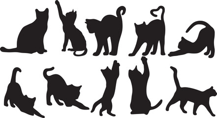  set of cat sihlouete.
