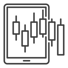 Candlestick pattern chart on Smartphone Screen vector outline icon or symbol