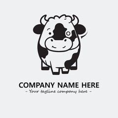 Cow illustration black and white for logo company vector image
