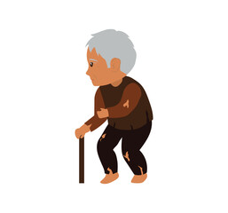 old man with a cane chibi art