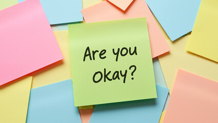 Colorful Post-it Notes With 'Are You Okay?' Message,Background