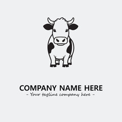 Cow illustration black and white for logo company vector image

