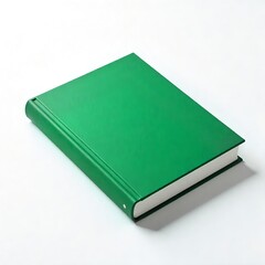 a green blank cover book in front of a white background