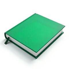 a green blank cover book in front of a white background