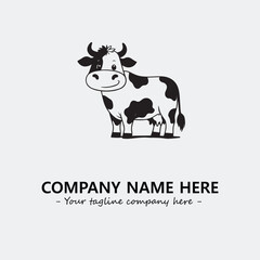 Cow illustration black and white for logo company vector image
